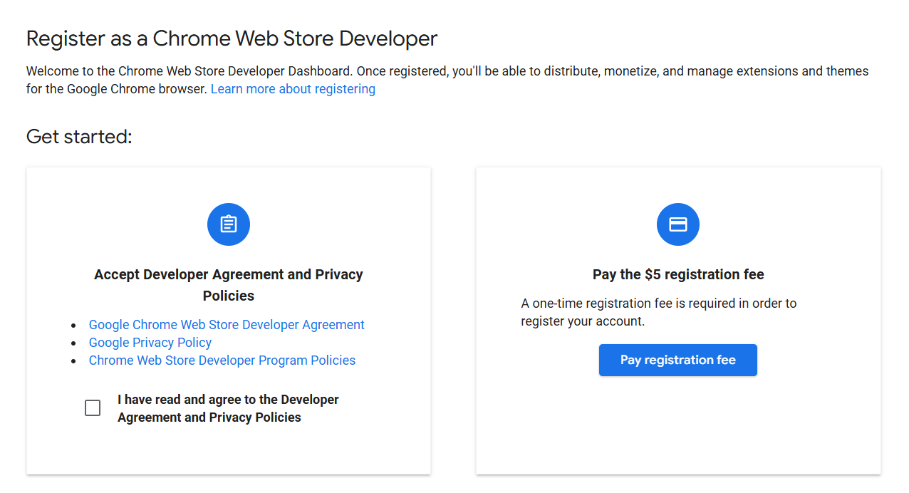 placeholder: Chrome Web Store Developer Dashboard 的截图,展示插件上传和信息填写界面